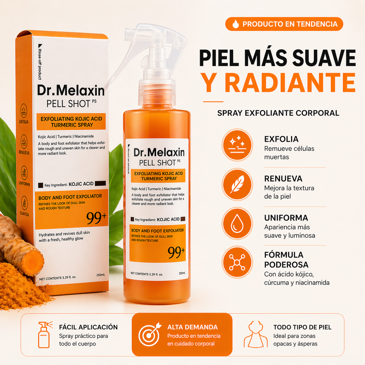 Exfoliante Melaxin - Para Aclarar Partes Oscuras - Fórmula Cúrcuma